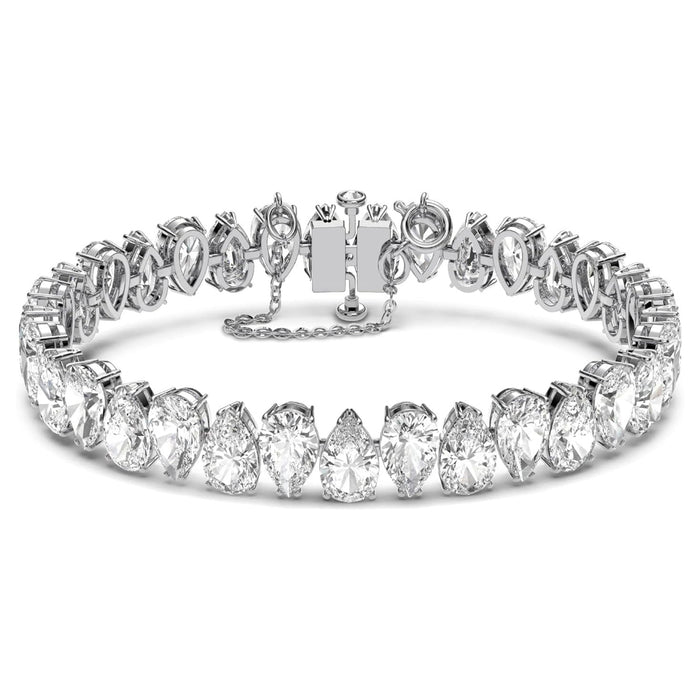 Swarovski Women's Pear cut Zirconia Clear Rhodium Finish Matrix Tennis Bracelet - 5598350