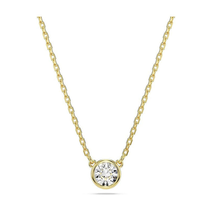 Swarovski Women's Clear Round-Cut Crystal in a Gold-Tone Finished Puffy Bezel Setting Imber Pendant Necklace - 5684511