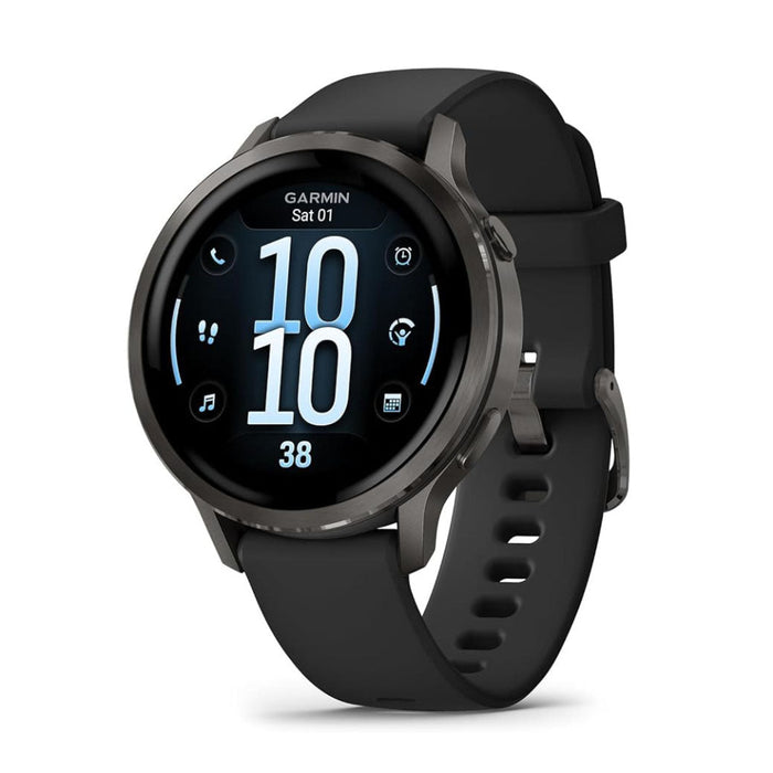 Garmin Venu® 4 - 41mm Unisex Slate With Black Silicone Band Bright And Colorful Display Built-in Flashlight 10 Days Of Battery Life Advanced Health And Fitness GPS Smartwatch - 010-03013-02