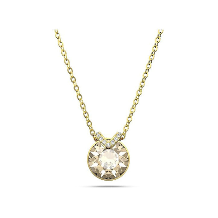 Swarovski Women's Round Golden Center Crystal and Clear Crystal Pavé on Gold-Tone Finished Chain Bella V Pendant Necklace - 5662091