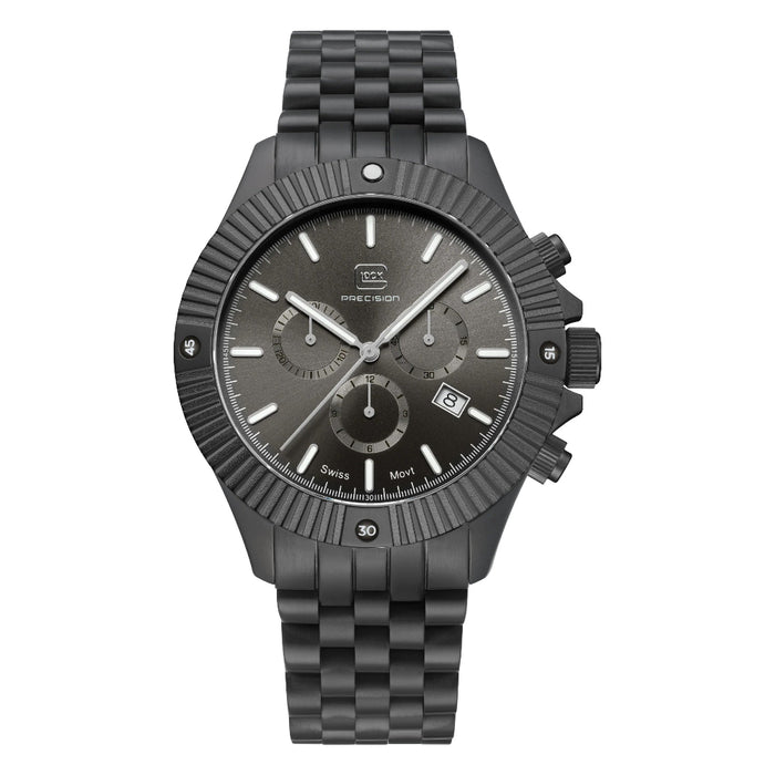 Glock Unisex Black Dial Gray stainless steel Band Chronograph Swiss Quartz Watch - GW-38-1-22