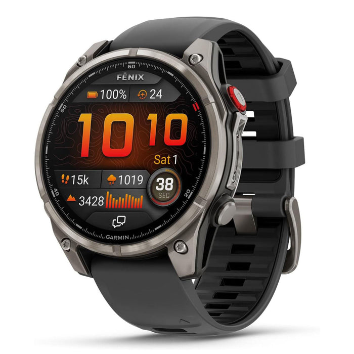 Garmin fēnix® 8 Pro 47mm Unisex Titanium With Graphite/Black Silicone Band AMOLED Display inReach® Technology Sapphire Premium Connected Multisport GPS Smartwatch - 010-03198-10