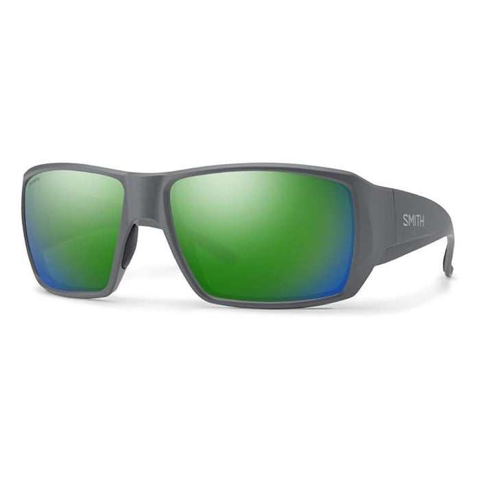 Smith Unisex Matte Cement Frame Chromapop Green Mirror Lens Polarized Guides Choice Small-fit Performance Sunglasses - 205881RIW57UI