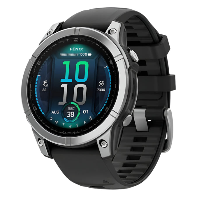 Garmin fēnix E Unisex Stainless Steel with Black Band Amoled Long-Lasting Battery Life 47 Millimeters Premium Multisport GPS Smartwatch - 010-03025-02