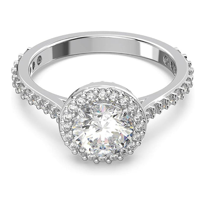 Swarovski Women's Clear enterpiece and Pavé Zirconia on a Rhodium Finish Setting Size 7 Una Ring - 5636267