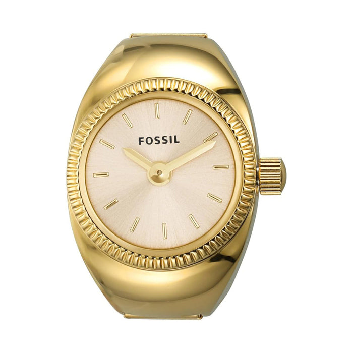 Fossil Women's Gold Dial Gold Stainless Steel Band Analog Quartz Two-Hand Watch Ring - ES5246