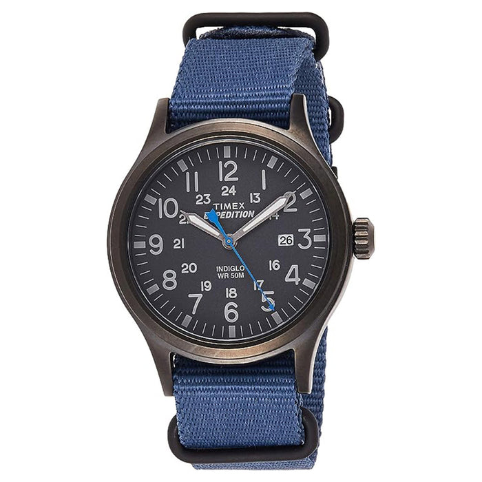 Timex Men's Black Dial Blue Nylon Slip-Thru Band Expedition Scout Quartz Watch - TW4B04800
