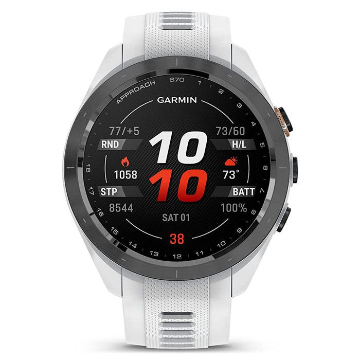 Garmin Approach S70 Black Ceramic Bezel with White Silicone Band 42mm Premium GPS Golf Watch - 010-02746-00