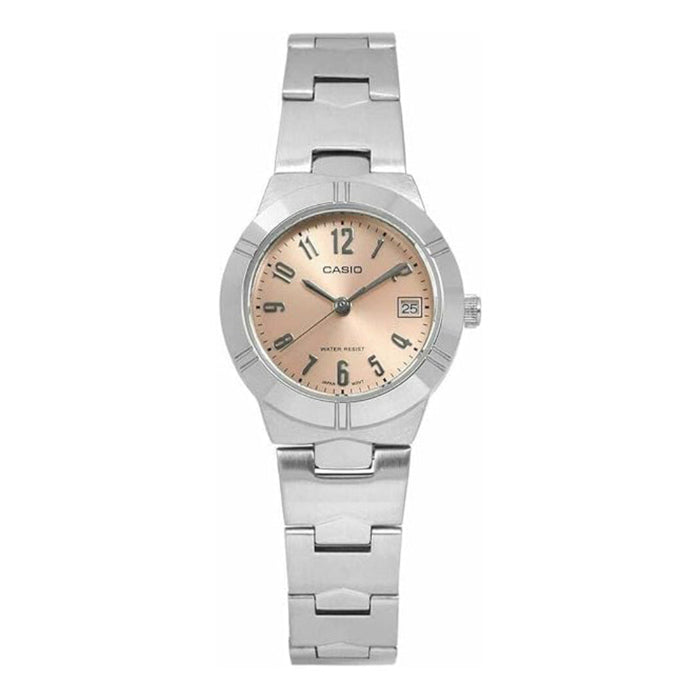 Casio Women's Pink Dial Silver Stainless Steel Band Analog Quartz Watch - LTP-1241D-4A3DF