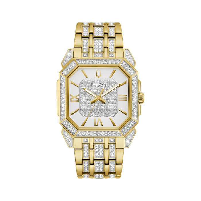 Bulova Men's Silver Dial Gold Stainless Steel Band Analog Quartz Watch - 98A295