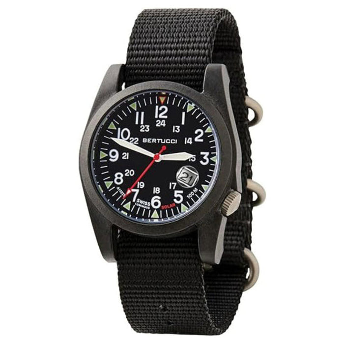 Bertucci Unisex Optic White Dial Black Nylon Band Analog A-3PS Solar Field Watch - 13800