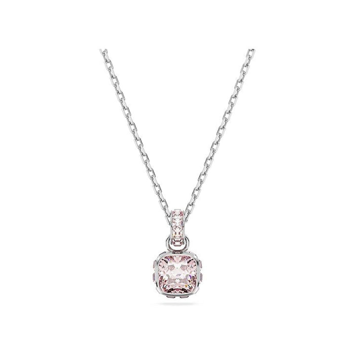 Swarovski Women's Pink Square-Cut Stone And Crystals In A Rhodium-Finished Setting June Birthstone Pendant Necklace - 5652044