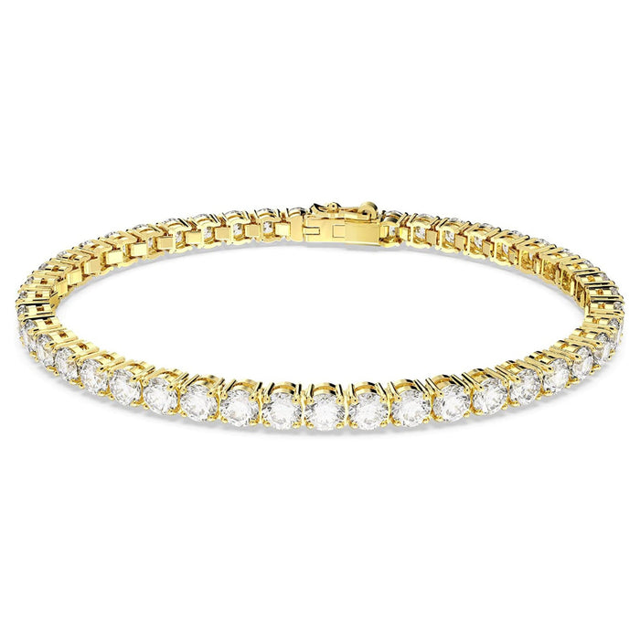 Swarovski Women's Round Clear Stones on Gold-Tone Finished Band Small Size Matrix Tennis Bracelet - 5657665