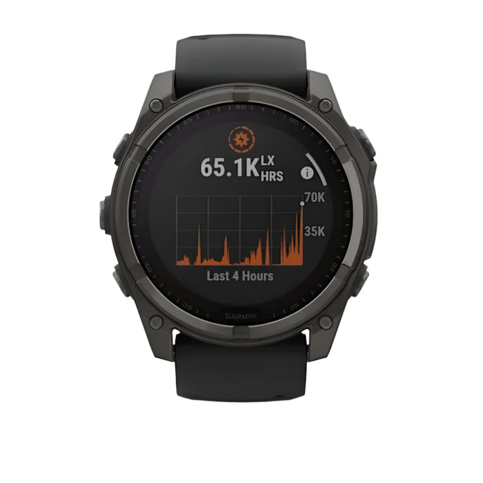 Garmin fēnix 8 Unisex Carbon Gray DLC Titanium with Pebble Gray Band Solar Amoled Sapphire Long-Lasting Battery Life Dive-Rated Built-in LED Flashlight 51 Millimeters Premium Multisport GPS Smartwatch - 010-02907-10