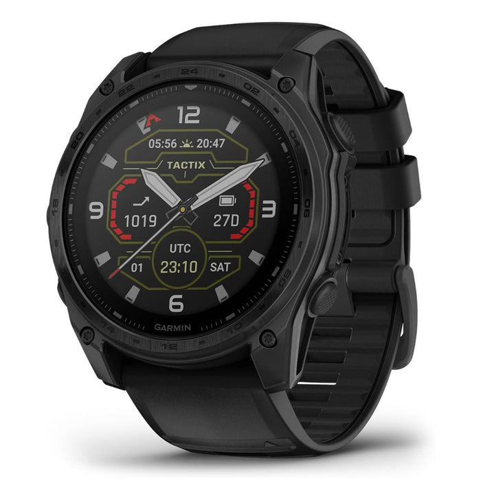 Garmin tactix® 8 51MM Unisex Black With Titanium Caseback And Black Silicone Band Solar Charged Display Includes Applied Ballistics Ultralight™ Solver Premium Tactical GPS Smartwatch - 010-03407-00