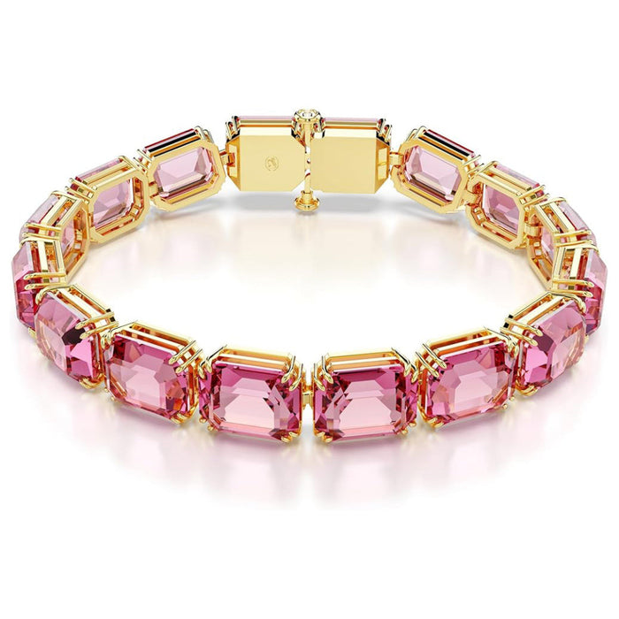 Swarovski Women's Pink Octagon-Cut Crystals in a Gold-Tone Finished Setting Millenia Bracelet - 5683428