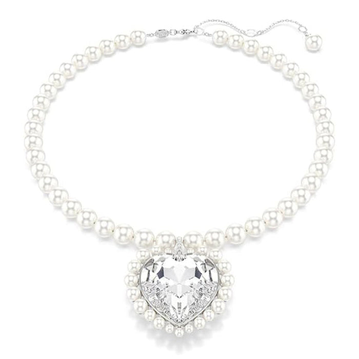 Swarovski Women's Clear Crystal Rhodium Finish Ariana Grande Crystal And Pearl Necklace - 5720858