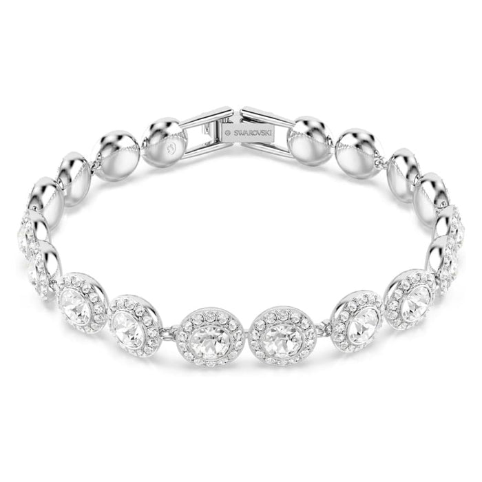 Swarovski Women's Clear Crystal Rhodium Finished Round Cut Una Angelic Tennis Bracelet - 5682279