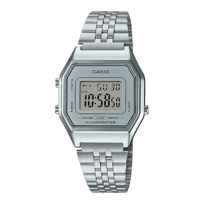 Casio Women's Silver Dial Silver Tone Stainless Steel Band Band Digital Quartz Watch - LA680WA-7DF
