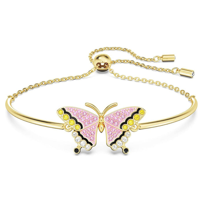 Swarovski Women's Gold-Tone Finished Butterfly Motif With Multicolored Stones Idyllia Bracelet - 5670053