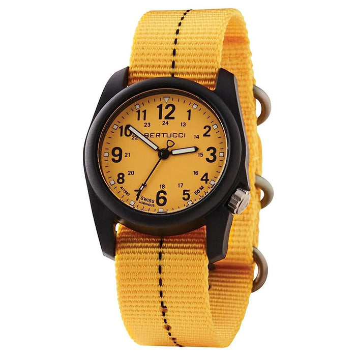 Bertucci DX3 Plus Unisex Yellow Dial Yellow with Black Dash Line Nylon Band Japanese Quartz Watch - 11120