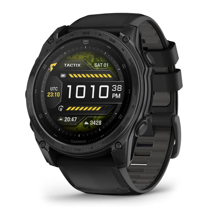 Garmin tactix® 8 47MM Unisex Black With Titanium Caseback And Black Silicone Band AMOLED Display Includes Applied Ballistics Ultralight™ Solver Premium Tactical GPS Smartwatch - 010-03405-00