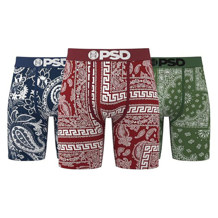 PSD Men's Multicolor Dark Bandana 3-Pack Boxer Briefs Large Underwear - 325180113-MUL-L