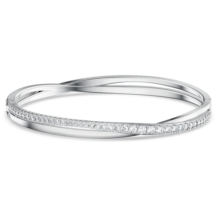Swarovski Women's Clear Crystals On A Rhodium Finished Setting Large Size Hyperbola Bangle Bracelet - 5572726