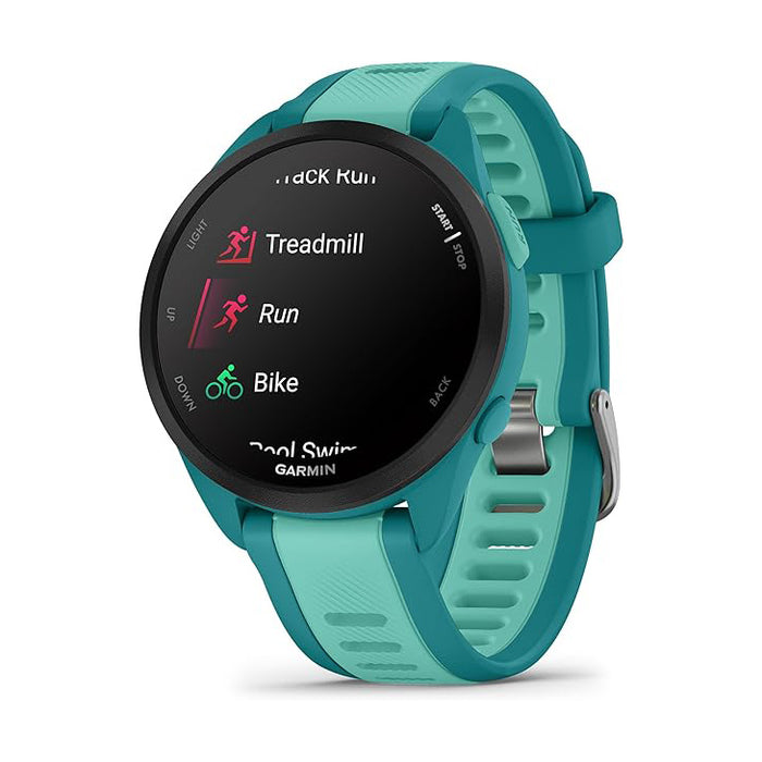 Garmin Unisex Turqouise Forerunner 165 Music Colorful AMOLED Display Training Metrics and Recovery Insights Music on Your Wrist Running Smartwatch - 010-02863-32