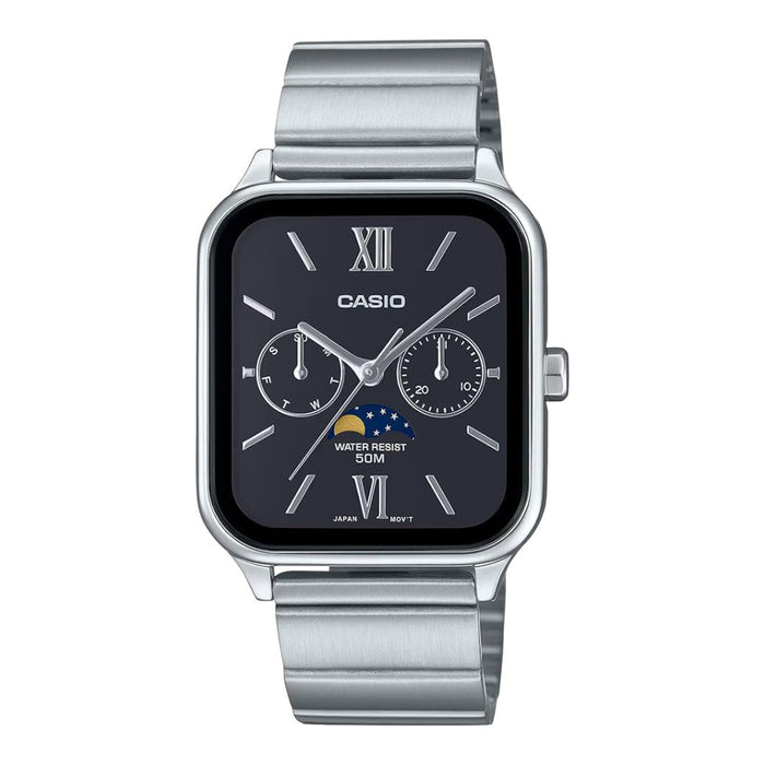 Casio Men's Black Dial Silver Stainless Steel Band Analog Japanese Quartz Watch - MTP-M305D-1A2VDF