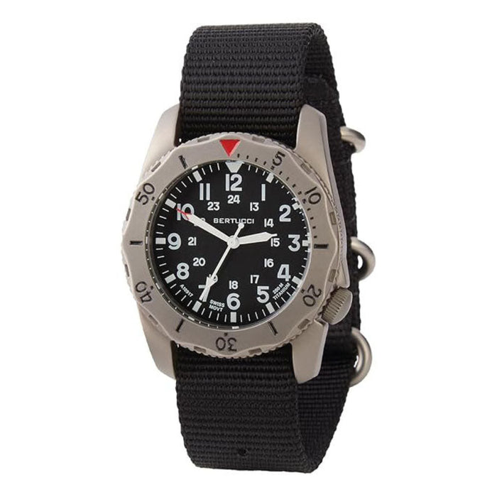 Bertucci Men's Black Dial Black Nylon Band Analog Swiss Quartz Watch - 12114