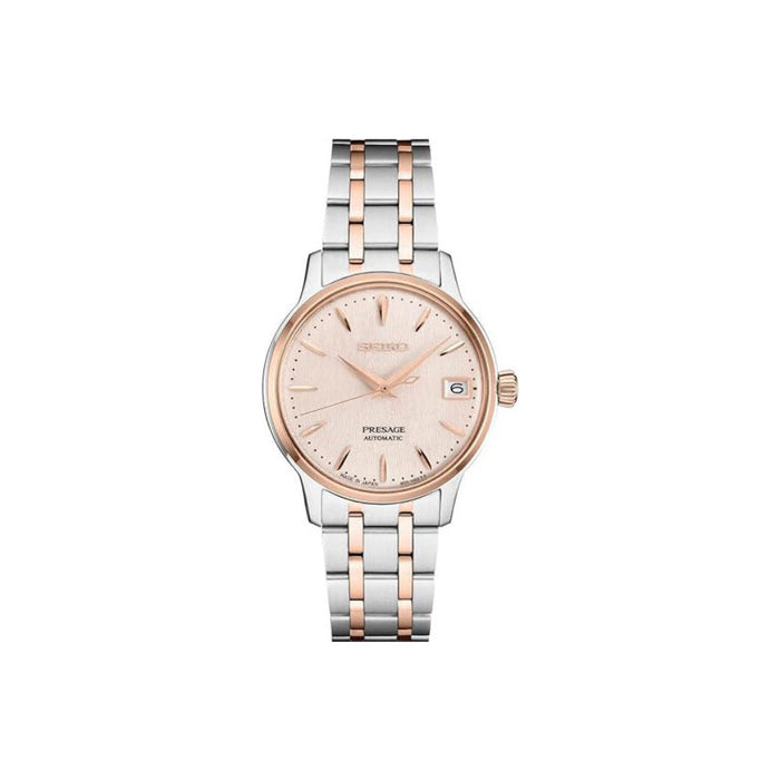 Seiko women's Pink Dial Rose-gold Two-tone Stainless Steel Band Automatic Watch - SRPF54