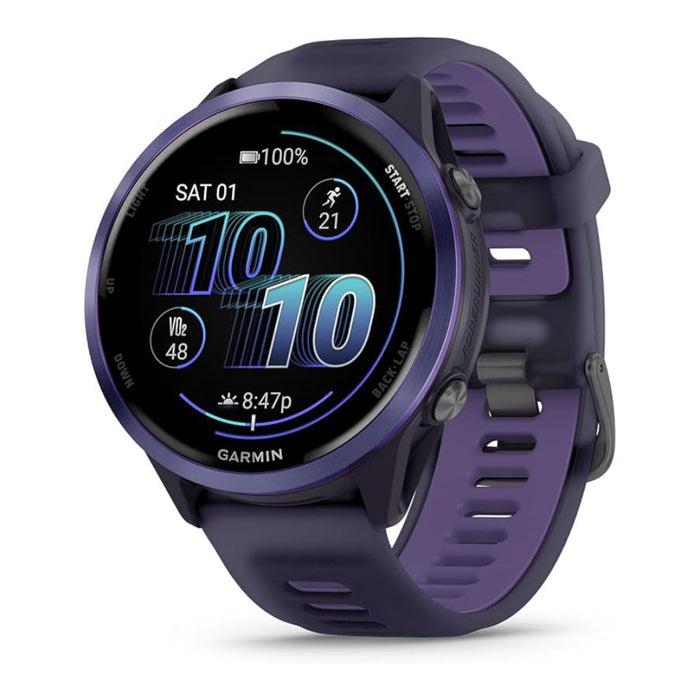 Garmin® Forerunner® 570 47 MM Unisex Indigo Aluminum With Translucent Imperial Purple/Indigo Band AMOLED Display Training And Recovery Features Advanced GPS Running And Triathlon Smartwatch - 010-02971-02