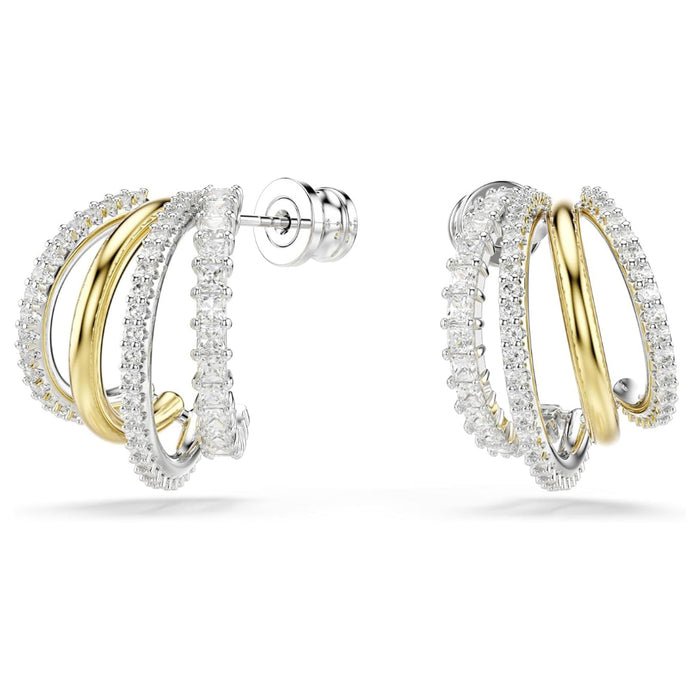 Swarovski Women's Clear Cubic Zirconia Mixed Metal Finish Mini Hyperbola Hoop Earrings - 5689718