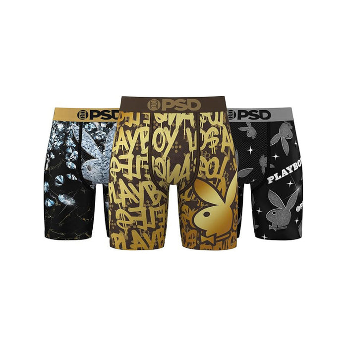PSD Men's Multicolor Playboy Lux 3 Pack Boxer Briefs Extra Large Underwear - 424180109-MUL-XL