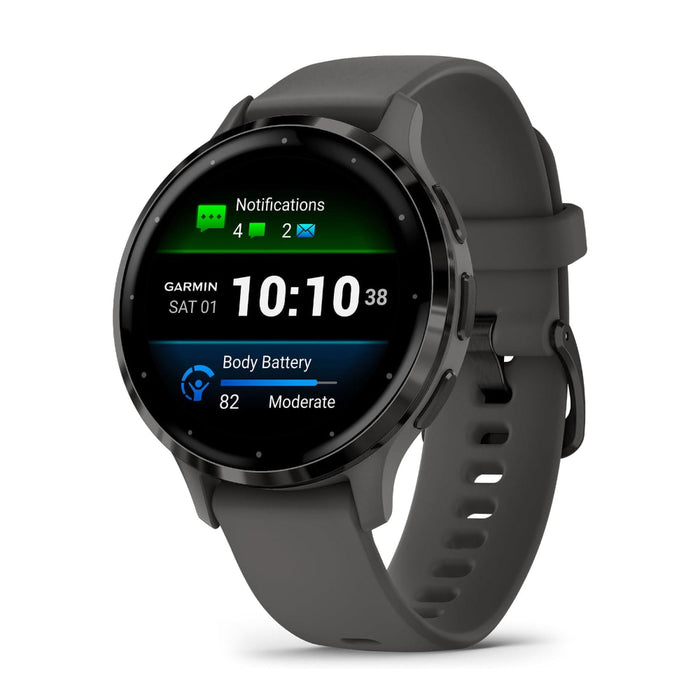 Garmin Venu 3S AMOLED Display Pebble Gray Silicone Band Advanced Health and Fitness Features Up to 10 Days of Battery GPS Smartwatch - 010-02785-00