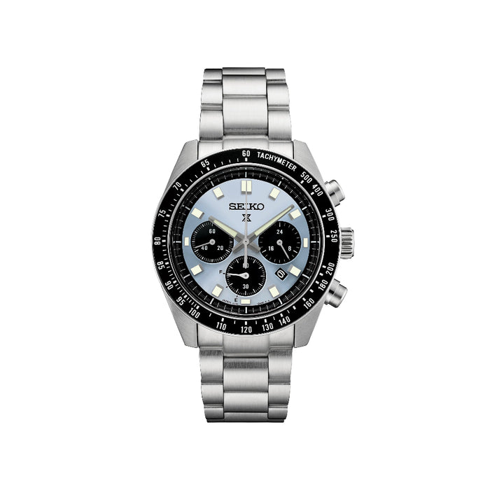 Seiko Prospex Speedtimer Men's Blue Dial Silver Stainless Steel Band Solar Watch - SSC935