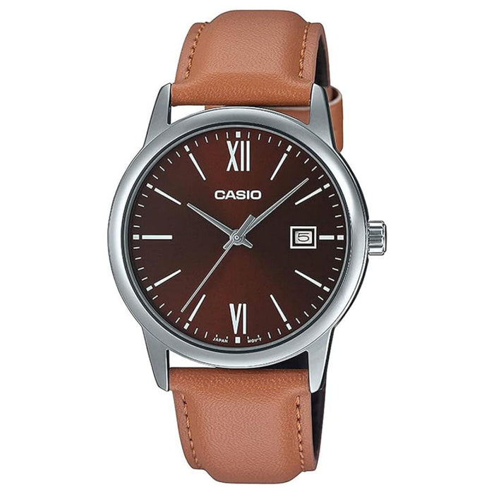 Casio Men's Brown dial Brown Band Analog Quartz Watch - MTP-V002L-5B3UDF