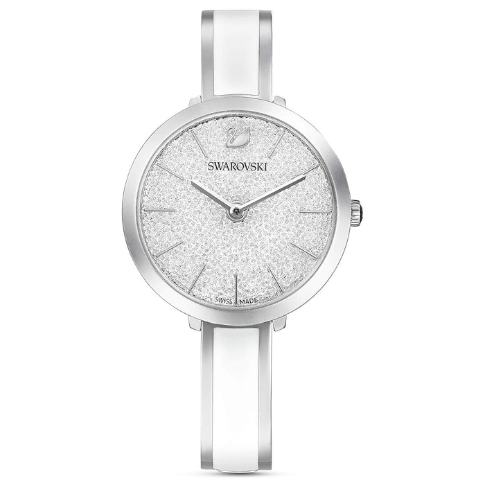 SWAROVSKI Women's White Dial Silver White Metal Band Crystalline Delight Analog Swiss Quartz Watch - 5580537