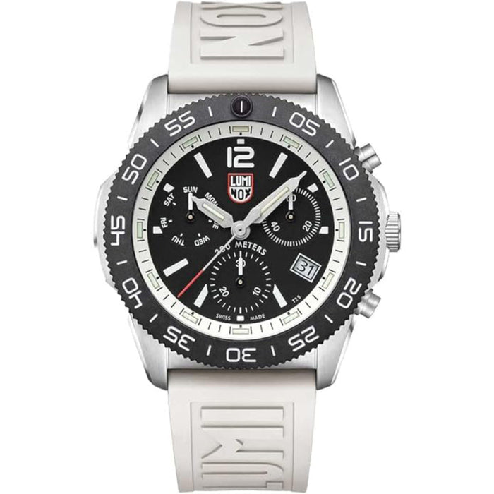 Luminox Men's Black Dial White Rubber Band Analogue Swiss Quartz Watch - XS.3141