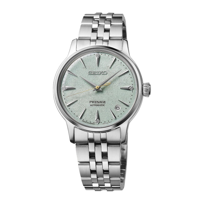 Seiko Men's Green Dial Silver Stainless Steel Band Analog Automatic Watch - SRPL63