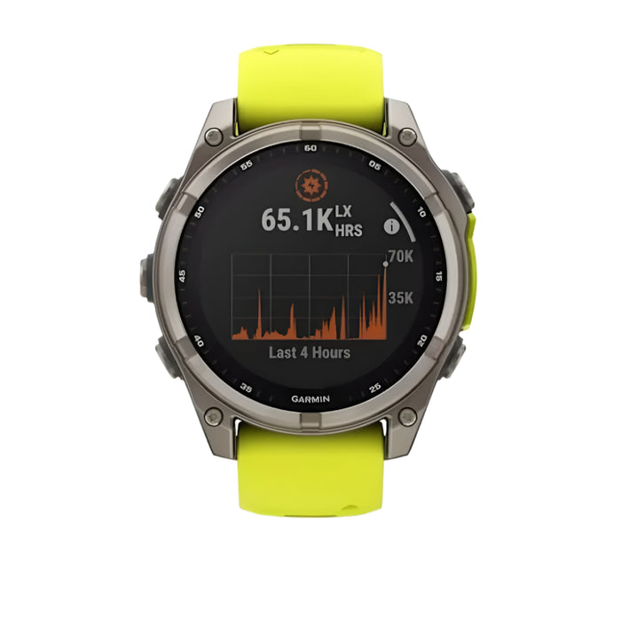 Garmin fēnix 8 Unisex Titanium with Amp Yellow/Graphite Band Solar Amoled Sapphire Long-Lasting Battery Life Dive-Rated Built-in LED Flashlight 47 Millimeters Premium Multisport GPS Smartwatch - 010-02906-20