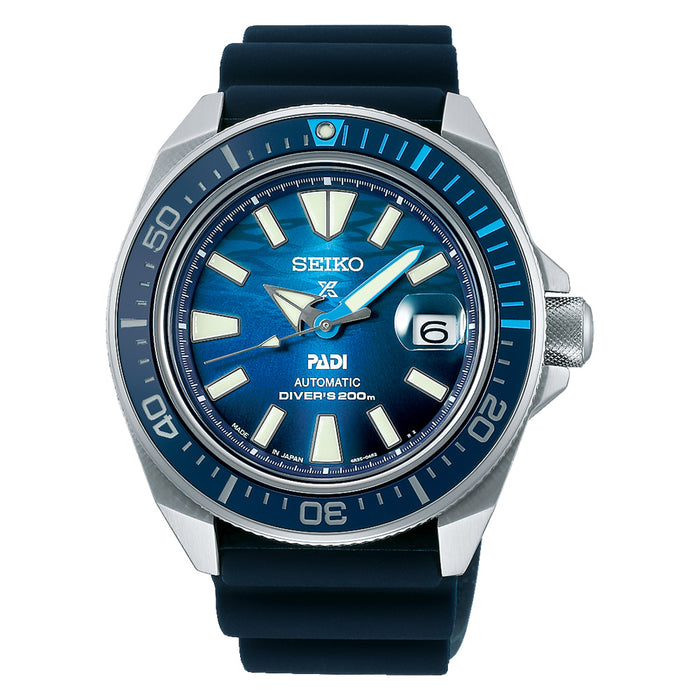 Seiko Men's Blue Dial Black Silicone Band Prospex PADI Special Edition Automatic Analog Watch - SRPJ93