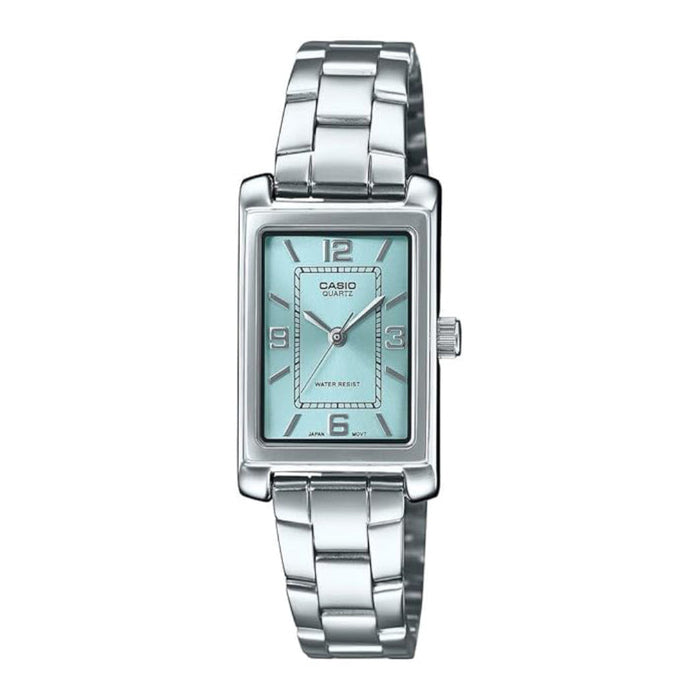 Casio Women's Blue Dial Silver Stainless Steel Band Analog Japanese Quartz Watch - LTP-1234DD-2ADF
