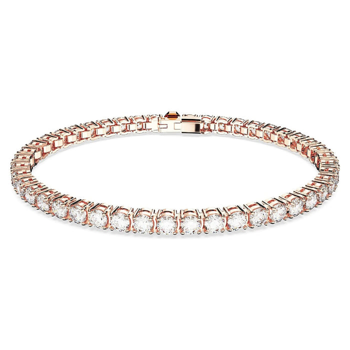 Swarovski Part of the Matrix Tennis Collection Women's Round Clear Stones on Gold-Tone Finished Band Small Size Matrix Tennis Bracelet - 5657657