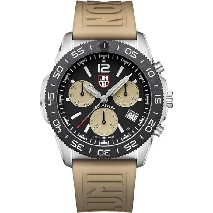 Luminox Men's Black Dial Khaki Genuine Rubber Band Chronograph Quartz Watch - XS.3150