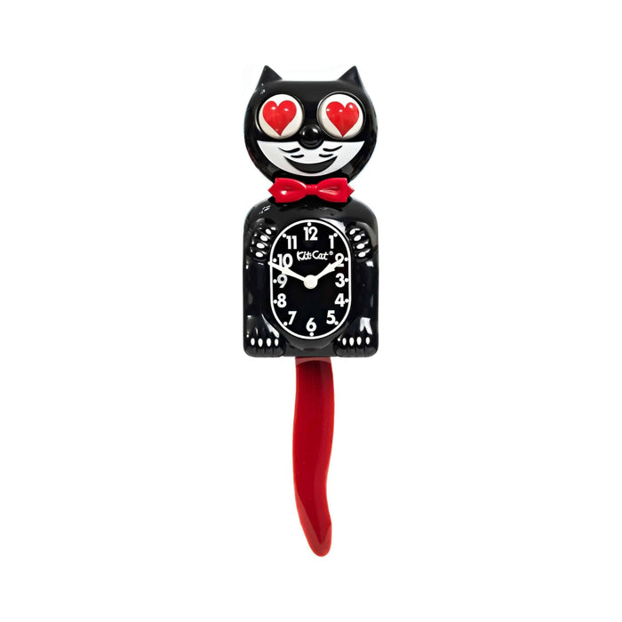 Kit Cat Klock Kid Crimson Royale with Heart Eyes Mid-Century Modern Clock - BC-1CR-Heart