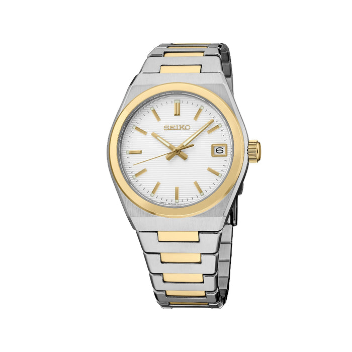 Seiko Women's White Dial Two-tone Stainless Steel Band Analog Quartz Watch - SUR578