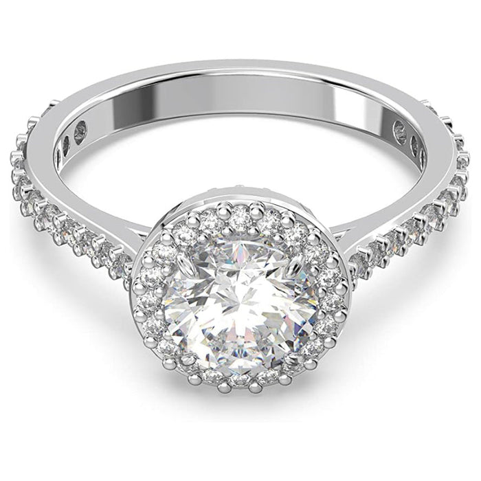 Swarovski Women's Clear Centerpiece and Pavé Zirconia on a Rhodium Finish Setting Size 9 Una Ring - 5642626
