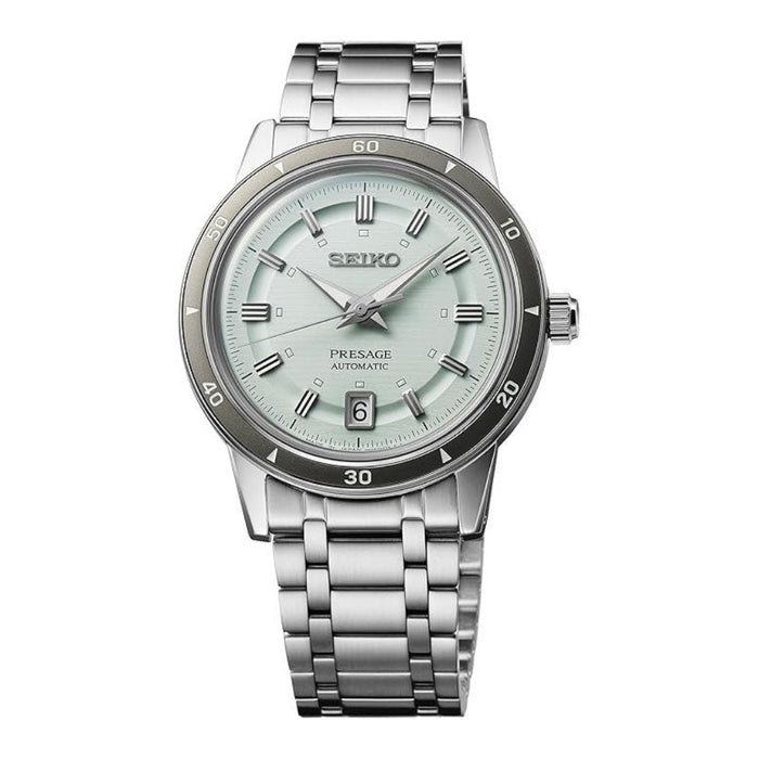 Seiko Presage Men's Light Mint Green Dial Silver Stainless Steel Band Analog Automatic Watch - SRPL71